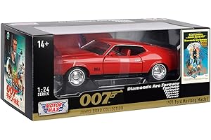 OPO 10 - Auto in Miniatura riprodotta in Scala 1/24 Compatibile per Ford Mustang Mach 1 1971 James Bond Collection Diamonds Are Forever - Motormax 79851