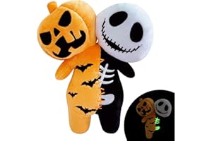 COSORO 25cm Halloween Plüschtier Kürbisskelett,Plüsch Spielzeug Horror Gesicht,Weicher Kuscheltier Flauschiger Stofftier Kürbisskelett Stoffpuppe Spielzeug Kinder Heimdekoration