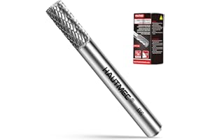 HAUTMEC Tungsten Carbide Rotary Burr Bit – 1/4" Shank, Double Cut Tungsten Rotary File for Die Grinder, Professional Grade, Suit for Metal Carving, Grinding, Engraving & Deburring - HT0196