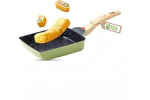 HARLIANGXY Padella per Omelette Giapponese, Padella Tamagoyaki con Rivestimento Antiaderente, Verde, Padella Rettangolare per Frittata per Induzione e Gas