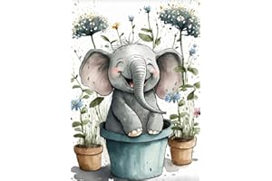 Mupmod 5D Diamond Painting Kit for Adults - Elephant Animals Diamond Art, 12x16inch