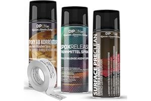 DIPON Epoxy Essentials Limpiador antiburbujas antiaglomerante y desengrasante en spray (3 x 400 ml) + cinta de corte de 66 m x 55 cm Equipamiento básico para talleres de resina Art y mesa de river.