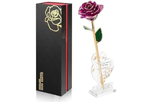 Ariceleo Doré Infinity Rose Décoration Intemporelle, Cadeau d'anniversaire pour Femme Saint Valentin Fête des MèRes, Rose de Conservation de Résine | Cadeau d'anniversaire pour Maman (Violette)