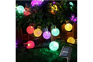 BrizLabs solarny łańcuch ze światełkami na zewnątrz, 30 kulek LED, kolorowy łańcuch świetlny, 4,5 m, 8 trybów pracy, na zewnątrz, wodoszczelne kule kryształowe, oświetlenie ogrodu, tarasu, drzewa, podwórza, domu, na imprezę, dekoracja