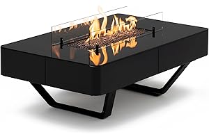 PLANIKA Rio Table - Mesa de café con brasero LPG Negro portátil para jardín y terraza