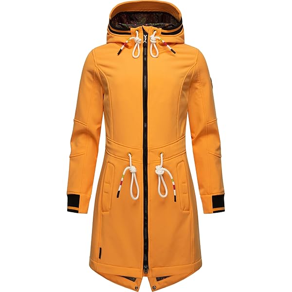 Marikoo Racquellee Softshelljas voor dames, parka, overgangs-/regenjas, met capuchon Grijs gevlekt XS