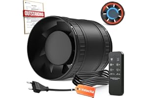 BUMSOU Estrattore Aria 100mm Bidirezionale 6 Velocità Telecomando – Ventola Aspirazione Silenzioso Potente con Protezione dal Surriscaldamento, Ventilatore a Condotto, Aspiratore Bagno Cucina Tenda