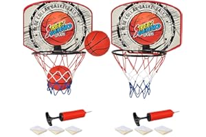 Toyana Wall Mounted Basketball Hoop Set for Kids with Backboard & Mini Basket Ball + Pump + Rim Net, Over the Door Ring, Indoor Bedroom Sports Game Activity Toy Gift Set for Children Ages 3+ Years