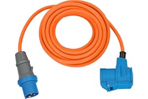 Brennenstuhl Camping CEE-Verlängerungskabel mit CEE-Stecker und Winkelkupplung inkl. Schutzkontakt-Kombisteckdose (10m Kabel in orange, 230V/16A, Einsatz im Außenbereich, Made in Germany)