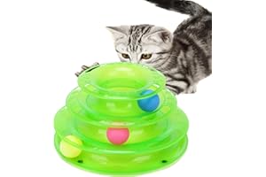 YUEMING Balle Jouet Chat Labyrinthe Balle Jouet Circulaire avec Balles 3 Étages Jouet Interactif Chat Jouet (Vert,)