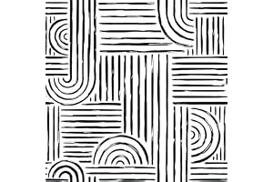 VEELIKE Boho svart-vit geometrisk tapet självhäftande modern abstrakt mönstertapet 44,5 cm x 300 cm tapet geometriskt mönster