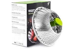 BETTER JONNY Dampfgarer Einsatz, BetterJonny Faltbarer Gemüsedampferkorb aus Edelstahl Einstellbar Dünsteinsatz Dämpfeinsatz mit Anti-heiß ausziehbarem Griff rutschfesten Beinen(14 cm bis 24 cm)