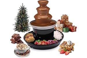 CHERIKIU 3-Etagen Schokobrunnen mit Schmelzfunktion, 40W 230V Elektrisch Schokoladenbrunnen Schokoladenfondue Maschine, 0.45KG Kapazität Edelstahl Schokoladen Brunnen für Familie Party Geburtstag Hochzeitd
