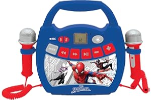 Lexibook, Spider-Man, Lettore Digitale Karaoke Portatile per Bambini, Microfoni, Effetti Luce, Bluetooth®, Funzioni di Registrazione e Cambio Voce, Blu, MP320SPZ
