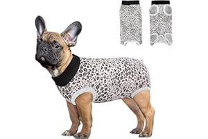 FEimaX Traje de Recuperación para Perros, Chaleco de Recuperación Después de la Cirugía para Gatos Hembras Machos, Body Perro Transpirable Protector de Heridas Abdominales (Estampado Leopardo, L)