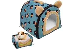 BORDEAG Cueva para Cobayas y Conejos - Cama Lavable con Cojín Extraíble para Hurón, Chinchilla, Erizo (Azul)
