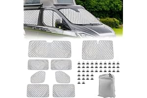 8PCS Sonnenschutz Auto Frontscheibe für Ford Transit Custom (LWB) 2012-2022, HAMON Autoscheibenabdeckung Sonnenschutz Vorhang fürs Auto Windschutzscheibe Sonnenblende gegen UV-Strahlung