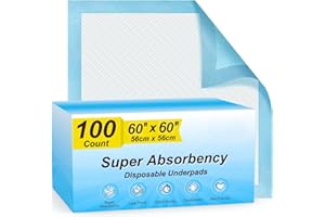BS GROUP Almohadillas Desechables de 60 x 60 centimetros, súper absorbentes, Almohadillas Desechables de Secado rápido a Prueba de Fugas para bebés, Cachorros y Adultos, Almohadillas para Cachorros, (100)