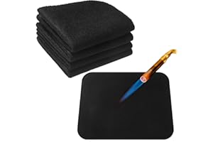 OUDAIN 4 Pcs Carbon Felt Welding Blanket Fabric Fireproof Mat Fireproof Insulation 12 x 12 in Thickness Fire Retardant Protective Mat Heat Resistant up to 1800 Fahrenheit Degree for Glass Blowing Camp, Black