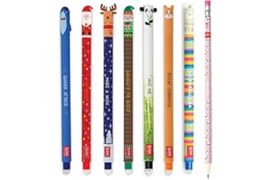 enole Legami Lot de 7 stylos à encre gel effaçables Legami Rub Out Cute Kawaii - gratuit écrire au crayon
