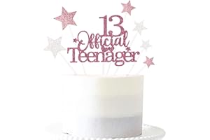 Pargleev 13th Glittery Personalised Birthday Gifts:Official Teenager 13 Cake Topper with Stars-Thirteen Years Old Birthday Party Supplies for Boys and Girls,Decorations,Keepsakes and Rose Gold