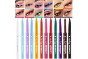 HOPHAT 12 Farben Matt Eyeliner Set Bunter Regenbogen Neon Eyeliner Stift Glatter Wasserfester Wischfester Langanhaltender Gel Eyeliner Weihnachts Makeup Geschenkset für Frauen (Set A)
