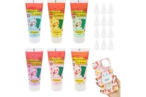 GUBUYI Colle à L'argile Crème,Simulation de Crème,Kit de Colle Simulée à la Crème Fouettée,6 Couleurs de Colle à l'argile Couleur Crème,pour Fabrication de Téléphone Coque DIY,Travaux Manuels,Décoration