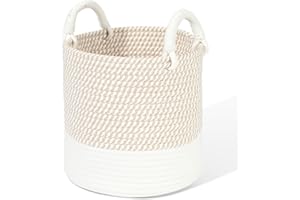 HDRNT Aufbewahrungskorb Geflochten Baumwollseil, Körbchen Wickeltisch Organizer Korb,Stapelbare Speicher Storage Basket, Aufbewahrung Körbe für Kinderzimmer Wohnzimmer Bad Aufbewahrungsbox 25 * 25cm