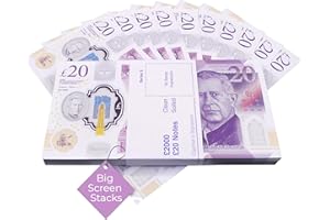 BIG SCREEN STACKS | Prop Money for Films and TV - 100 Notes of New King Charles £20 | Fake Money for Content Creation | Realistic UK Money £2000 | Fake Pounds for Movies and content creation