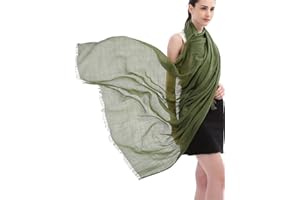 Longwu Cotton Linen Solid Scarf Wrap Shawls for Women Ladies Men(100cmx190cm) Super Large Size-For All Seasons-Great Christmas Presents
