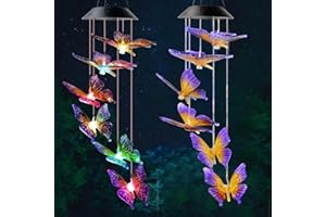 ZIKSUN Solar Wind Chimes Butterfly Hanging Lights, Multi-Color LED Solar Lights, Waterproof Outdoor Deco for Garden Yard, Butterfly Wind Chime Gifts for Adult and Children, Christmas Birthday Presents