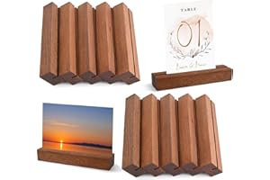RAFIYU 10 Stück Kartenhalter Holz, Ebenholz Ständer als Tischkartenhalter, Menükartenhalter, Fotohalter, Postkartenhalter, Preisschilder Aufsteller, für Hochzeiten, Restaurants, Bankette und Partys