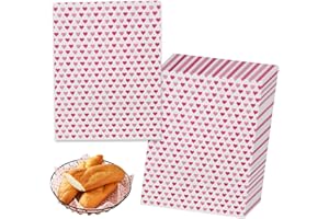 GURFZCYUOO 50 PCS Heart Greaseproof Paper, Food Grade Wrap Paper, Waterproof Wax Papers Sheets Greaseproof Papers Sheets, Food Wrapping Liners Foods Basket Paper for Sweets Cakes Cheese Sandwich Foods Picnic