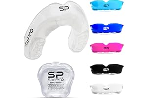 SialPro Mouth Guards for Boxing Men Adult Youth Junior Mouldable Rughby Sports Slim Fit Boil and Bite Gum Shield with Box MMA Hockey Basketball Muay Thai Football (Junior (<11 Years), Clear)