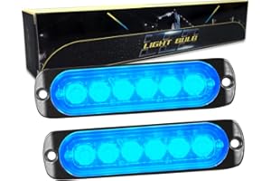 RIGIDON 2 Pièces 4.3 pouces 6 led barre lumineuse stroboscopique, 12v 24v clignotant gyrophare police feux de remorque, pour voiture camion off road ATV 4x4 vehicule, feu antibrouillard bleu