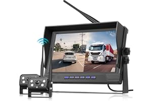 RIMOODY Digital Inalámbrica Cámara de Marcha Atrás Kit de Coche con 2 1080P Camara Trasera, 9 Pulgadas IPS Monitor, IP68 Impermeable, BSD, Visión Nocturna,Bucle de Vídeo, Imagen Flip