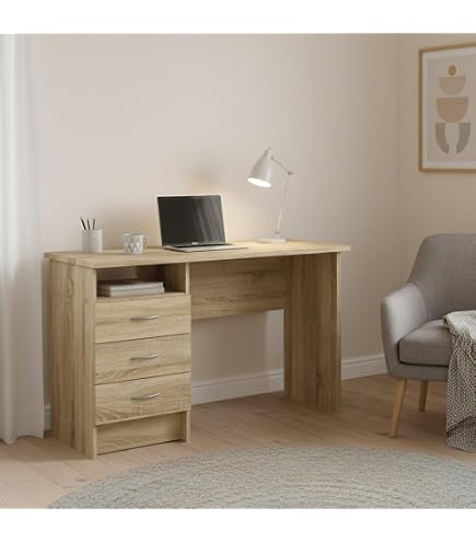 Composad | Scrivania della Linea ESPRESSO con 4 Cassetti, Scrivania Ufficio Elegante e Moderna, per PC, (LxAxP) 110x75,4x59,6 cm, Colore Rovere Oak Mielato, Made in Italy