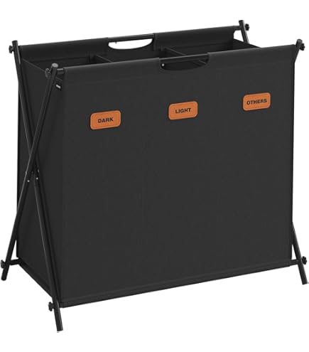 Cestino Biancheria 3 Scomparti Zelsius | Pieghevole 77x40x57,5 Cm | Blu, Grigio, Nero