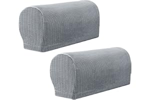 Errum Set of 2 Arm Rest Covers Sofa Stretch Armrest Chair Covers Waterproof Armchair Couch Anti-Slip Furniture Protector Slipcovers for Armchairs Sofa Couches Recliner (Light grey)