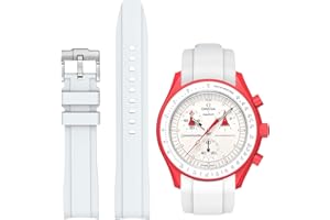 STANCHEV BONACE Bracelet de montre pour montre Omega x Swatch MoonSwatch/Rolex 20 mm,bracelet de rechange en silicone souple Swatch Omega Moonswatch Speedmaster,incurvé sans espace Bracelet pour homme et femme