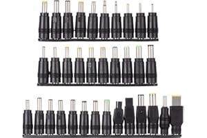 PChero 34pcs Universal Laptop Notebook Entrada DC Plug Set Jack Tips para Lenovo Toshiba DELL y la mayoría de portátiles