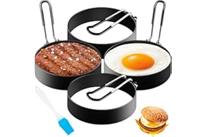 SINZAU Anello per Uova, Forma perin Acciaio Inossidabile 4 pezzi, Anelli di Uova Fritte da 7,5 cm Antiaderenti, per Uova Fritte, Frittelle, Omelette