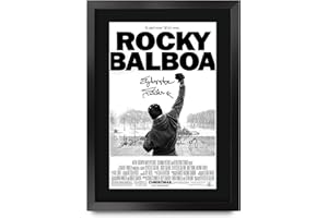 HWC Trading FR A3, Stampa della locandina di Rocky 6 autografata da Sylvester Stallone, incorniciata, formato A3, per fan e collezionisti appassionati del film