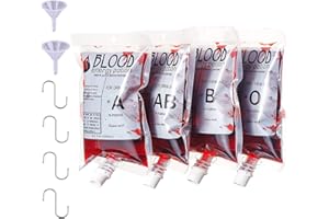 Yukiyi 20pcs 250ml Halloween Sacchetti di Sangue per Bevande, qualità Alimentare Sangue Contenitore per Bevande Riutilizzabile Sacchetto di Sangue, Bomboniere per Halloween Decorazione Contenitore