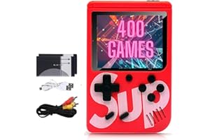 BLUETRENDS Console di gioco portatile, schermo HD console di gioco retrò con 400 giochi, console arcade anno 80 e 90 collegare TV con cavo AV, bambini genitori, rosso