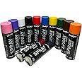 Spray Paint Set 12 Colors 200ml Each Quick Dry Graffiti Spray Cans for Wood, Stone, Metal, Glass Black White Blue Green Red Yellow Purple Orange Pink Brown Wine Red Charcoal Grey
