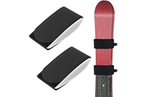 BASTOUR Correas de Esquí, Correa de Transporte de Esquí, Bandas de Fijación de Esquí, Esquí Correa Ajustable, Correa de Muñeca Portátil para Esquís y Bastones de Esquí, Negro, 2 Piezas