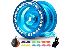 YOSTAR K1 Plus Reaktionsschnelles JoJo für Kinder Anfänger, Professionelles Kunststoff Yoyo mit Jo Jo Fall + Yo-Yo Handschuh + 12 Yoyo Schnüren (Kristallblau)
