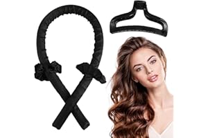 GELPRETTY Bigodino Senza Calore per Boccoli Naturali, Set Fascia Morbida in Velluto con- Heatless Hair Curler per Dormire, per la Maggior Parte Tipi di Capelli, Adatto a Capelli Corti/Medi/Lunghi (Nero)