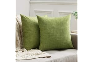 MIULEE 2 Piezas Funda de Cojín Moderna de Lino de Imitación Cruzado de Estilo de Casa Rural Funda de Almohada Decorativa Cremallera Oculta para Sofá Cama Hogar Decoración 60 x 60 cm Verde de Cojín